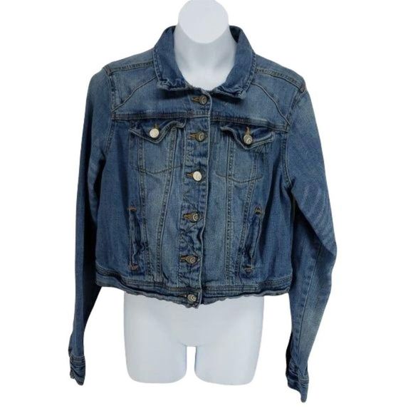 Cato cropped small Button up cotton denim Jean jacket - Picture 1 of 8